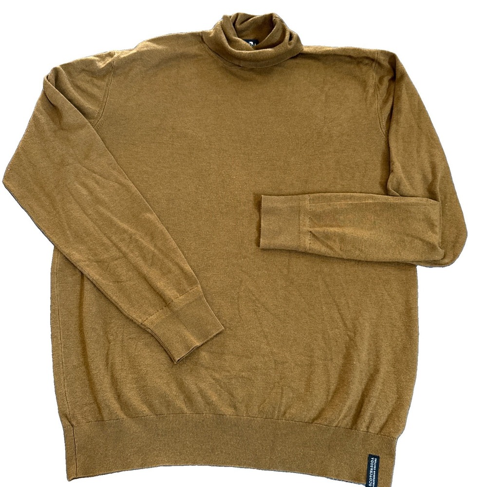 NWT Scotch & Soda CARAMEL BROWN Turtle Neck Sweater Mens Size L Lightweight